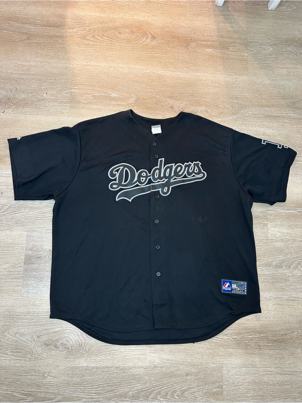 MLB Los Angeles Dodgers LA Jersey Majestic Black Silver Stitched Sz 3XL Baseball